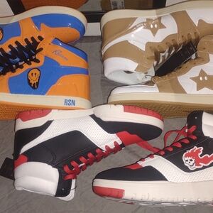 Men's High-Top Sneakers - Orange, Blue, Tan, Red